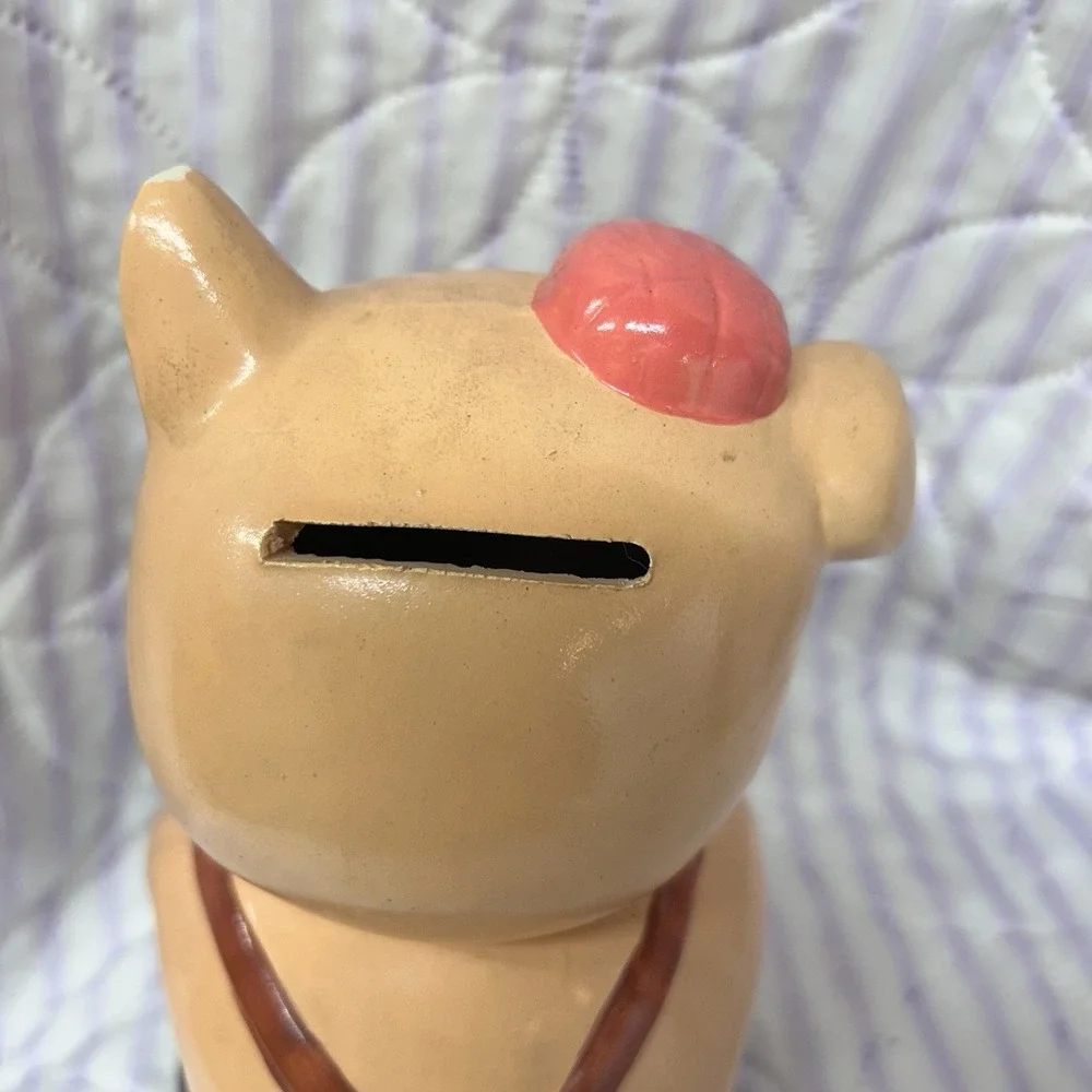 Vintage Rare Chalkware Pig Piggy Bank Hand Painted